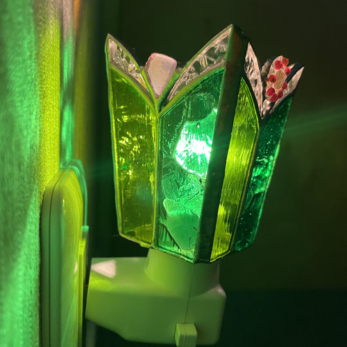 グリーンフォレスト（ステンドグラスのフットランプ・おやすみランプ