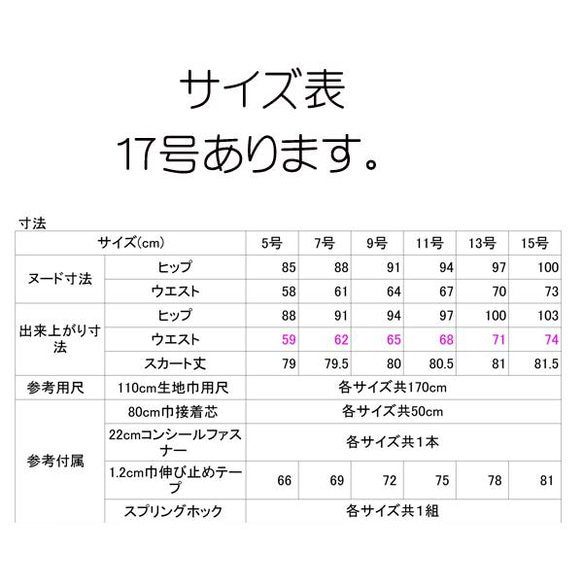 型紙/telitea/ヨーク切替えフレアースカートサイズ展開5号～17号縫い代付カット済み裏地なし（SK-0003) 7枚目の画像