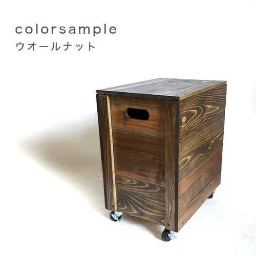 キャスター付きペットボトル収納木箱 蓋付き 2リットル 6本収納