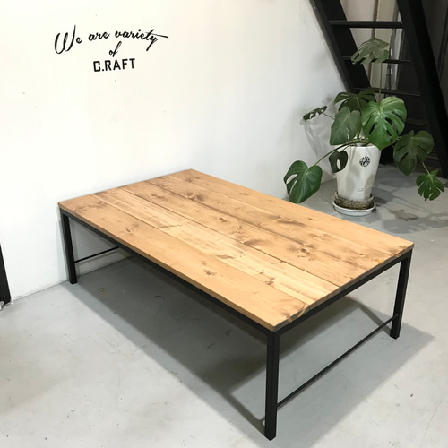 送料無料】アイアン ウッド ダイニングローテーブル 1100×700×H380