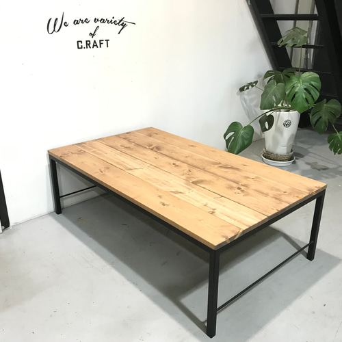 送料無料】アイアン ウッド ダイニングローテーブル 1100×700×H380