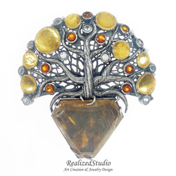 Rutilated Quartz 24K Keum-Boo Silver Brooch Pendant 9枚目の画像