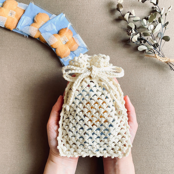 レース編み手提げ袋 水色 レース編み手提げ袋 水色 近沢レース店 2025AW Fashion Accessories