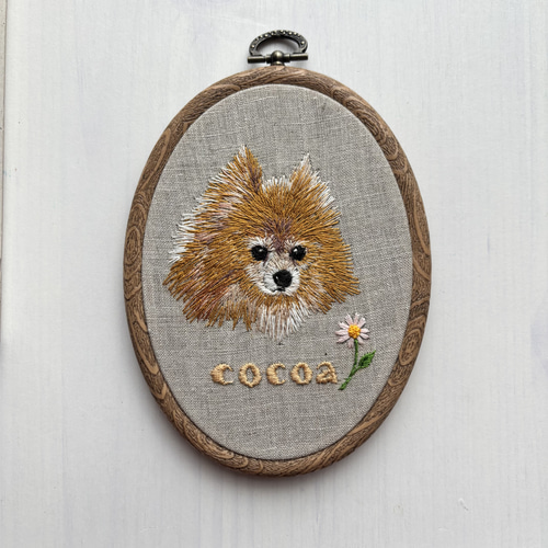 ペット刺繍 愛するペット肖像手刺繍タペストリー オーダーメイド作品 タペストリー