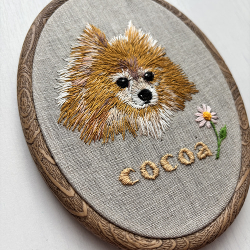 愛するペット肖像手刺繍タペストリー オーダーメイド作品 タペストリー