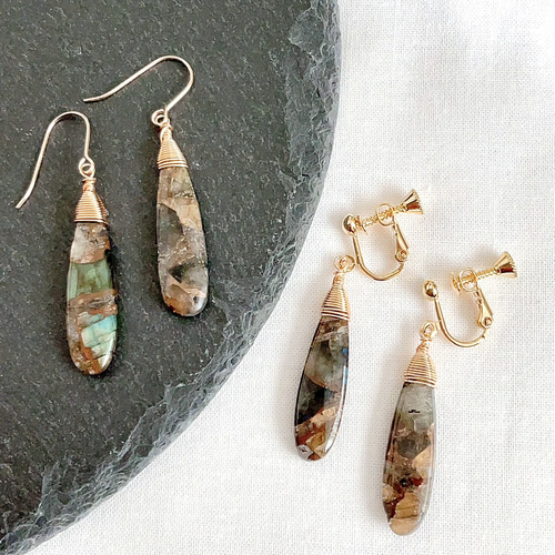 メルマガ掲載】ラブラドライトコッパー大粒14kgfピアス,イヤリング