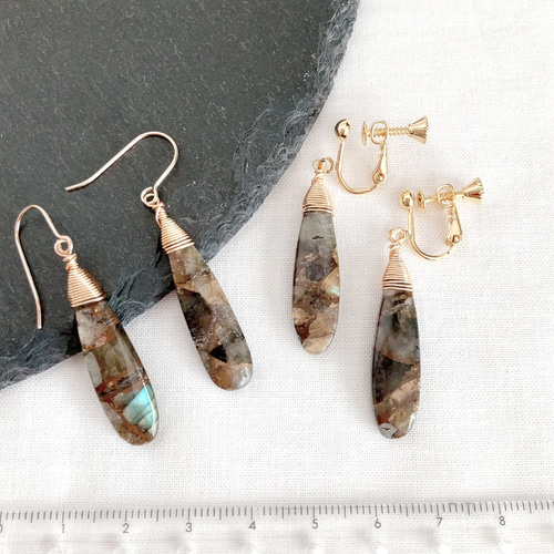 メルマガ掲載】ラブラドライトコッパー大粒14kgfピアス,イヤリング