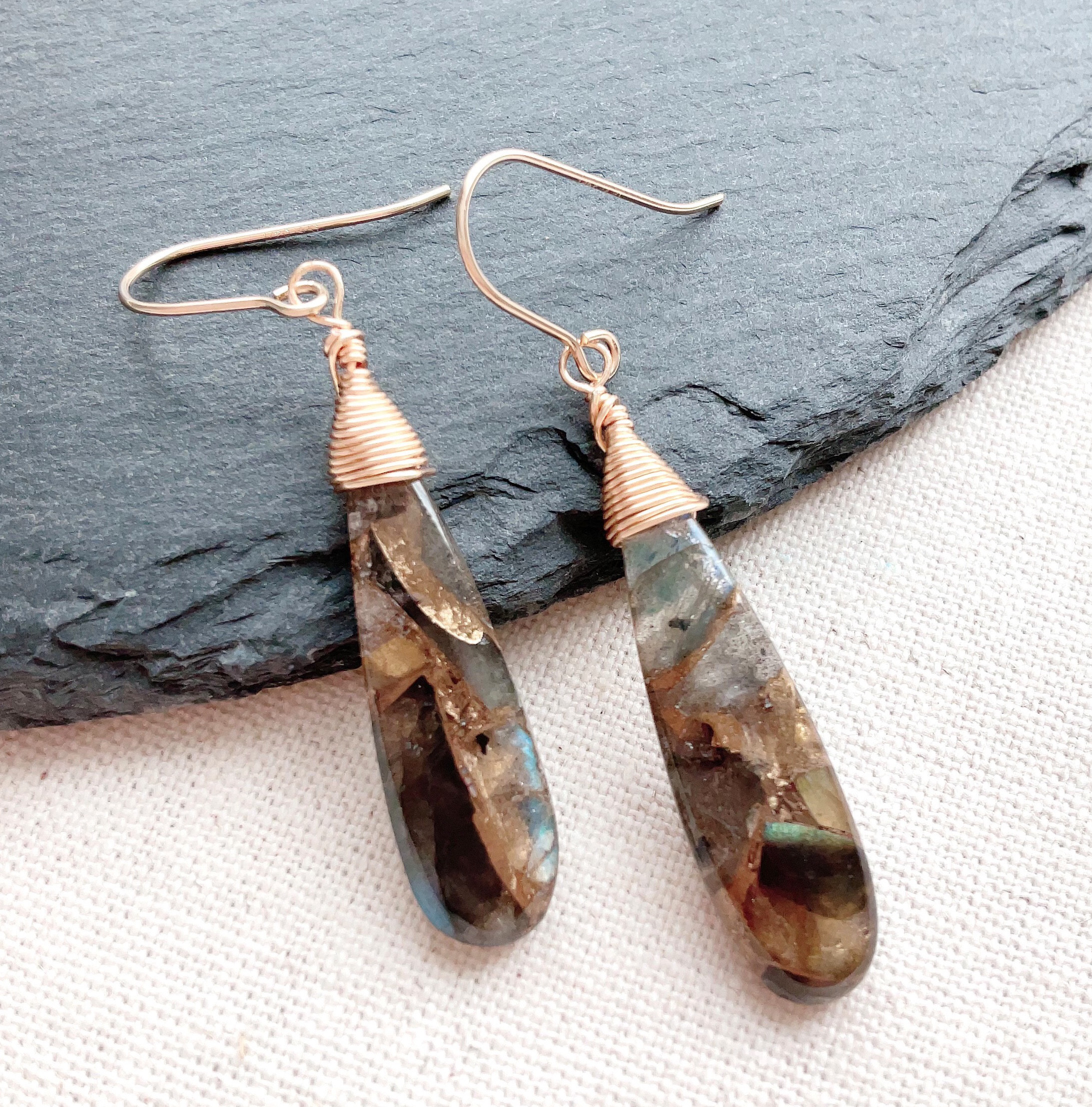 天然石☆極上大粒ミントエメラルド×極上ダイヤモンドクォーツのイヤリング14kgf