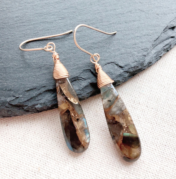 メルマガ掲載】ラブラドライトコッパー大粒14kgfピアス,イヤリング