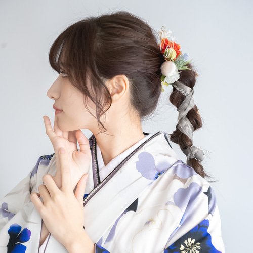 リボンアレンジ/編み下ろしヘアアレンジヘッドドレスG】卒業式袴髪飾り 