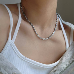 【金属アレルギー対応】5mm twist rope chain necklace RN033 2枚目の画像