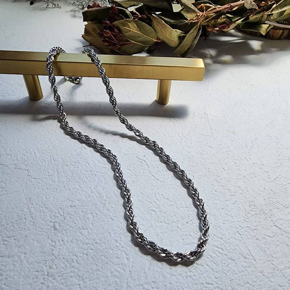 【金属アレルギー対応】5mm twist rope chain necklace RN033 11枚目の画像