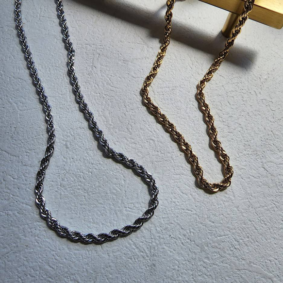 【金属アレルギー対応】5mm twist rope chain necklace RN033 16枚目の画像
