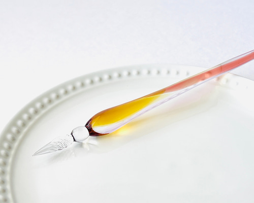 ガラスペン　夕星　中字(細め) 夕焼け空のガラスペン(細字) ペン・筆記用具 硝子工房きつねらん