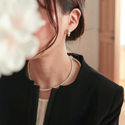 【限時福袋】畢業/入學典禮日常使用櫻花貝殼珍珠3件套胸針項鍊耳環/耳環 第3張的照片