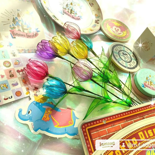 抽象画 チューリップと花　ハンドメイド　インテリア　BAEZ3 抽象画 チューリップと花 ハンドメイド インテリア アクリル画