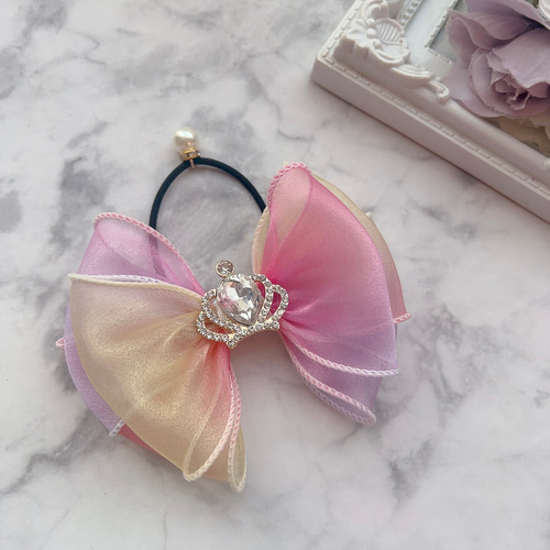 オーガンジーリボン ヘアゴム メリーゴーランド オーガンジーリボンヘアゴム メリーゴーランド