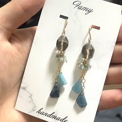 ◇◇ ピカソコッパー カラフル ゴールド 天然石 ピアス (14kgf
