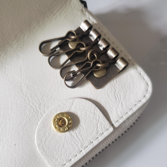 ワニ革 　レディース・メンズ　大容量のミニ財布 　コンパクト　オールインワン財布　キャッシュレス　ペールラベンダー 3枚目の画像