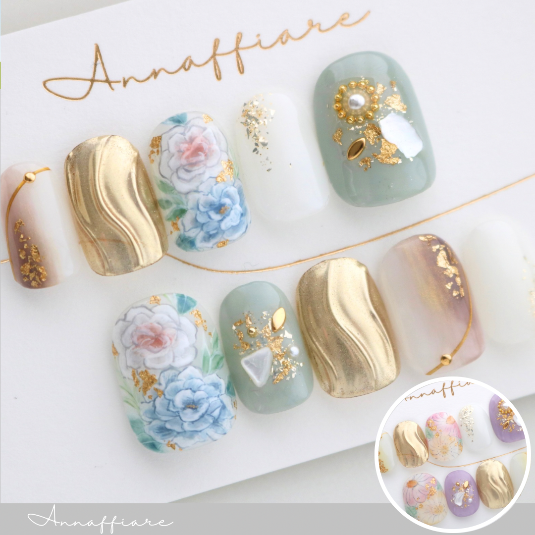 振袖柄オーダー♡和装ネイルチップ　　  /Annaffiare   振袖　和柄　着物　マムシ爪　成人式