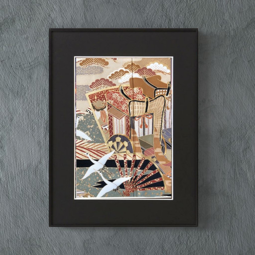 【縁起物】　御所車 飾る縁起物】シルク100%のアート 【作品名：御所車】着物 贈り物