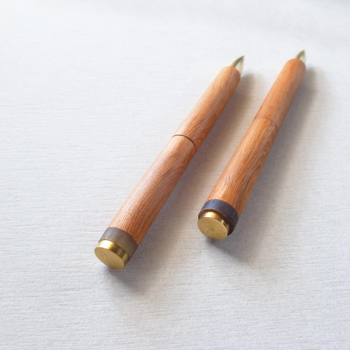 A】PEN【屋久杉×水牛角｜回転式】○ 木軸/屋久杉/真鍮/ボールペン