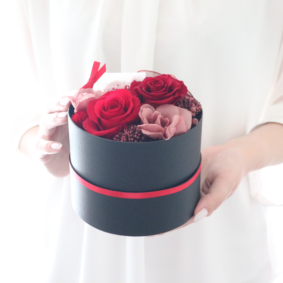 選べるメッセージ｜赤いバラのエレガントなフラワーボックス｜誕生日・還暦祝い・退職祝い・母の日等　pre.048 9枚目の画像
