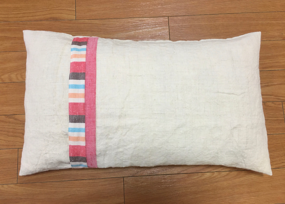 真菰と麻（ヘンプ100%）の枕　レッド⭐︎愛　高さ約8cm 2枚目の画像