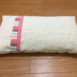 真菰と麻（ヘンプ100%）の枕　レッド⭐︎愛　高さ約8cm 3枚目の画像