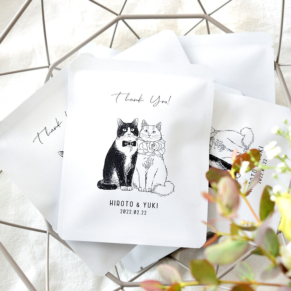 結婚式プチギフト☆猫のウェディングコーヒー(ドリップバッグ10袋～)お