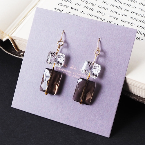 14kgf 2連天然石ピアス ピアス（フック・チェーン） Boite de maco  