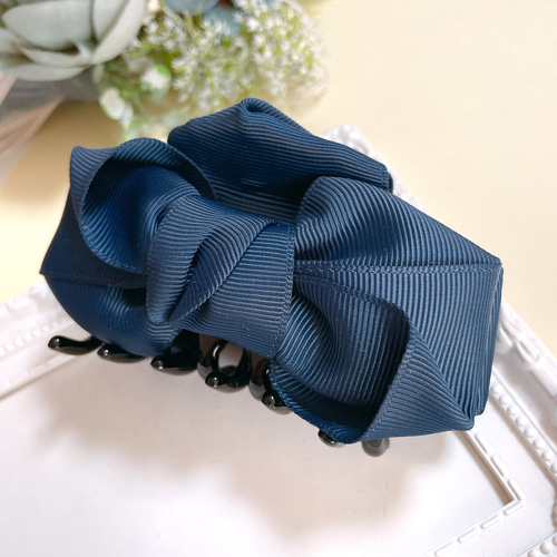 ふんわり 大人 リボン バンスクリップ 大きめ ヘアアクセサリー 上品