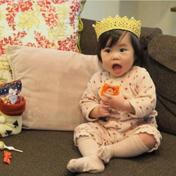 \thanks♡300!!/ ベビークラウン☆パール ハーフバースデー お誕生日 王冠 ヘアバンド かぎ編み 100日 14枚目の画像