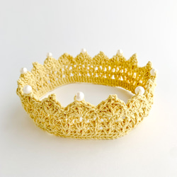 \thanks♡300!!/ ベビークラウン☆パール ハーフバースデー お誕生日 王冠 ヘアバンド かぎ編み 100日 4枚目の画像