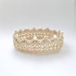 \thanks♡300!!/ ベビークラウン☆パール ハーフバースデー お誕生日 王冠 ヘアバンド かぎ編み 100日 3枚目の画像