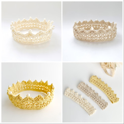 \thanks♡300!!/ ベビークラウン☆パール ハーフバースデー お誕生日 王冠 ヘアバンド かぎ編み 100日 5枚目の画像