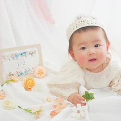 \thanks♡300!!/ ベビークラウン☆パール ハーフバースデー お誕生日 王冠 ヘアバンド かぎ編み 100日 10枚目の画像