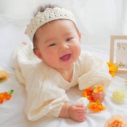 \thanks♡300!!/ ベビークラウン☆パール ハーフバースデー お誕生日 王冠 ヘアバンド かぎ編み 100日 11枚目の画像