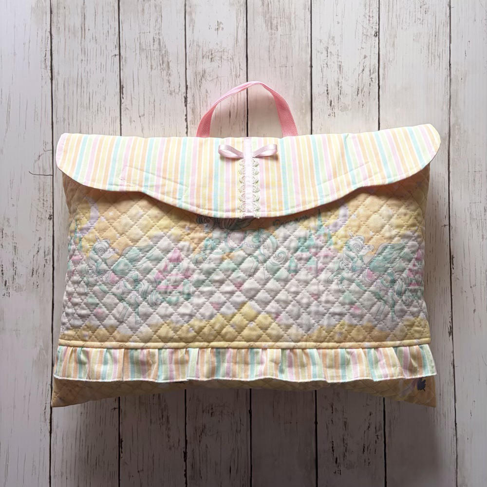 防災頭巾カバー■カラフルフリルのペガサスとお城＊イエロー◎キルティング