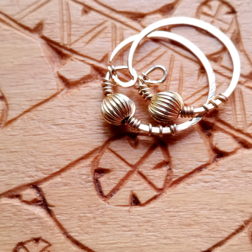 受注製作］金のしずくのポン・ニンカリ（アイヌの耳飾り・ピアス