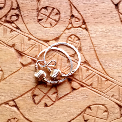 受注製作］金のしずくのポン・ニンカリ（アイヌの耳飾り・ピアス