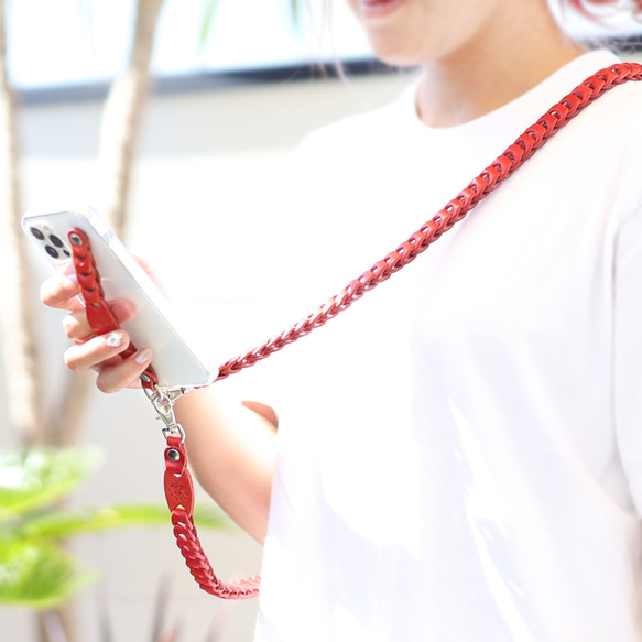 “ショルダーチェーンストラップ タイプ1” 14色 長さ調整可 サコッシュ スマホショルダー 栃木レザー 本革 1枚目の画像