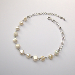 池蝶本真珠とチェーンのブレスレット（銀）　#147 1枚目の画像