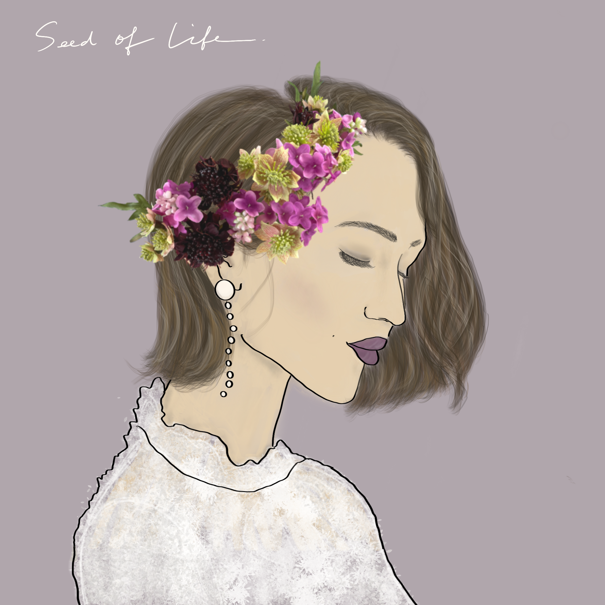 ❁Head Dress❁ライラックパープルのヘッドドレス【30830】