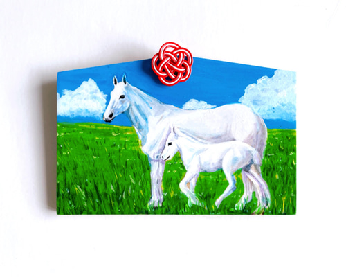 色鉛筆画 原画 メイケイエール 手描き イラスト No.50 馬 リアル色鉛筆画(ポストカード) メイケイエール No.50 - メルカリ