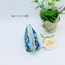 ミニポーチ☆大福とインコ（ブルー）小銭入れ　イヤフォンケース 3枚目の画像