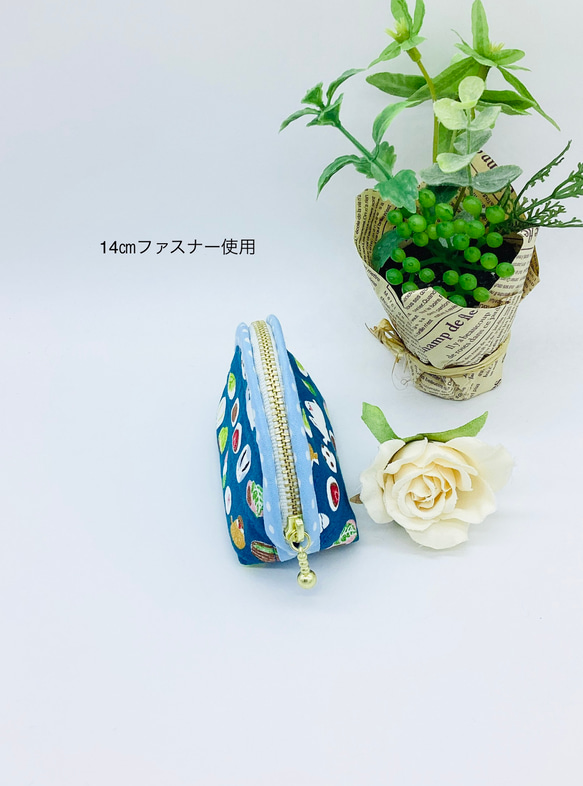 ミニポーチ☆大福とインコ（ブルー）小銭入れ　イヤフォンケース 3枚目の画像