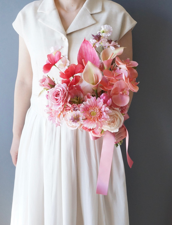 ブーケ アーティフィシャルフラワー 【秋のピンククラッチブーケ