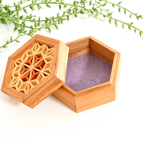 組子の小箱 屋久杉 【麻の葉】 フリーボックス・小物入れ Woodcraft