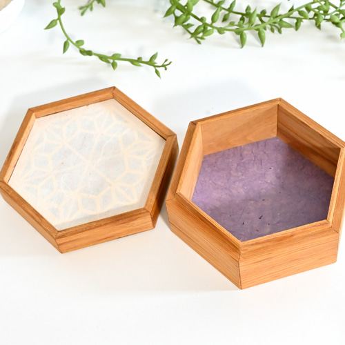 組子の小箱 屋久杉 【麻の葉】 フリーボックス・小物入れ Woodcraft